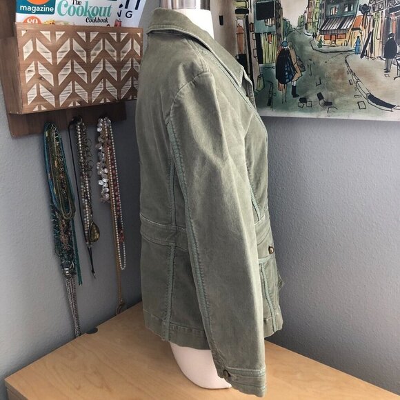 J. Jill Baleaf Military Moss Green Corduroy Blazer Jacket - Moto - Picture 6 of 10